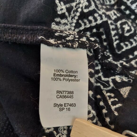 Madewell Camelia Boho Tunic Top XS Black White Cotton Embroidered Tassels V-Neck - Picture 8 of 8